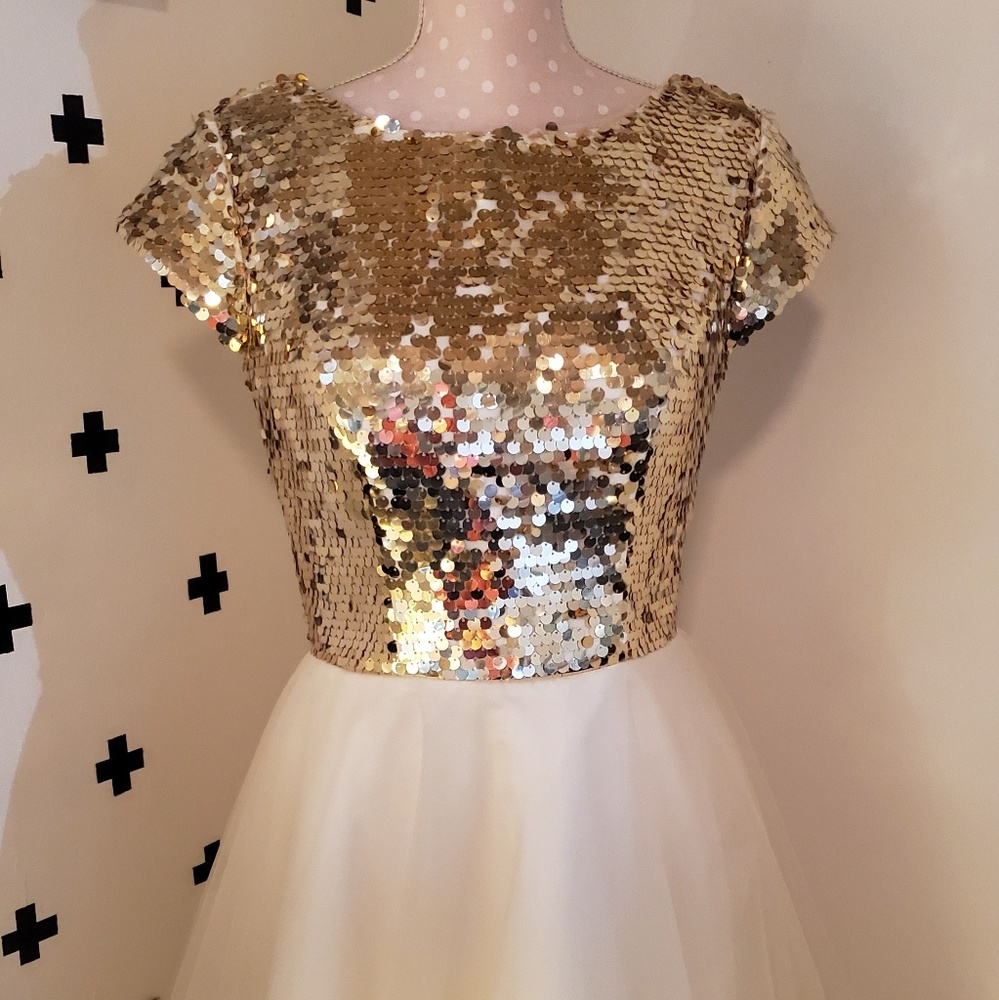 Gold short special occasion dress